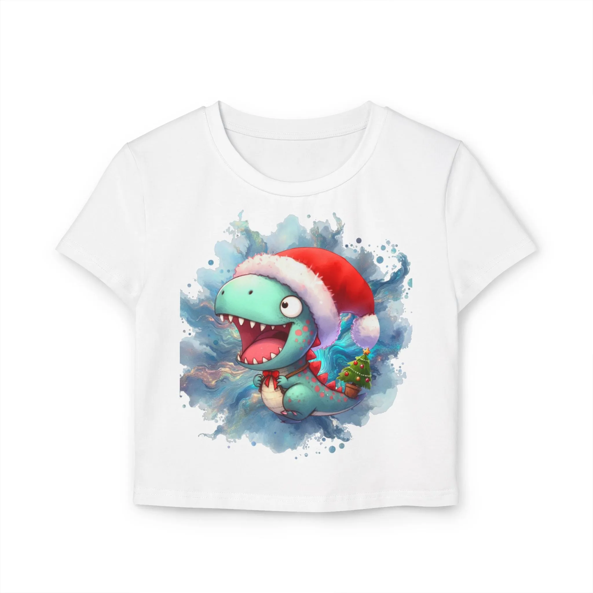 T-shirt -Bebe Dinosaurio Vestido como Santa