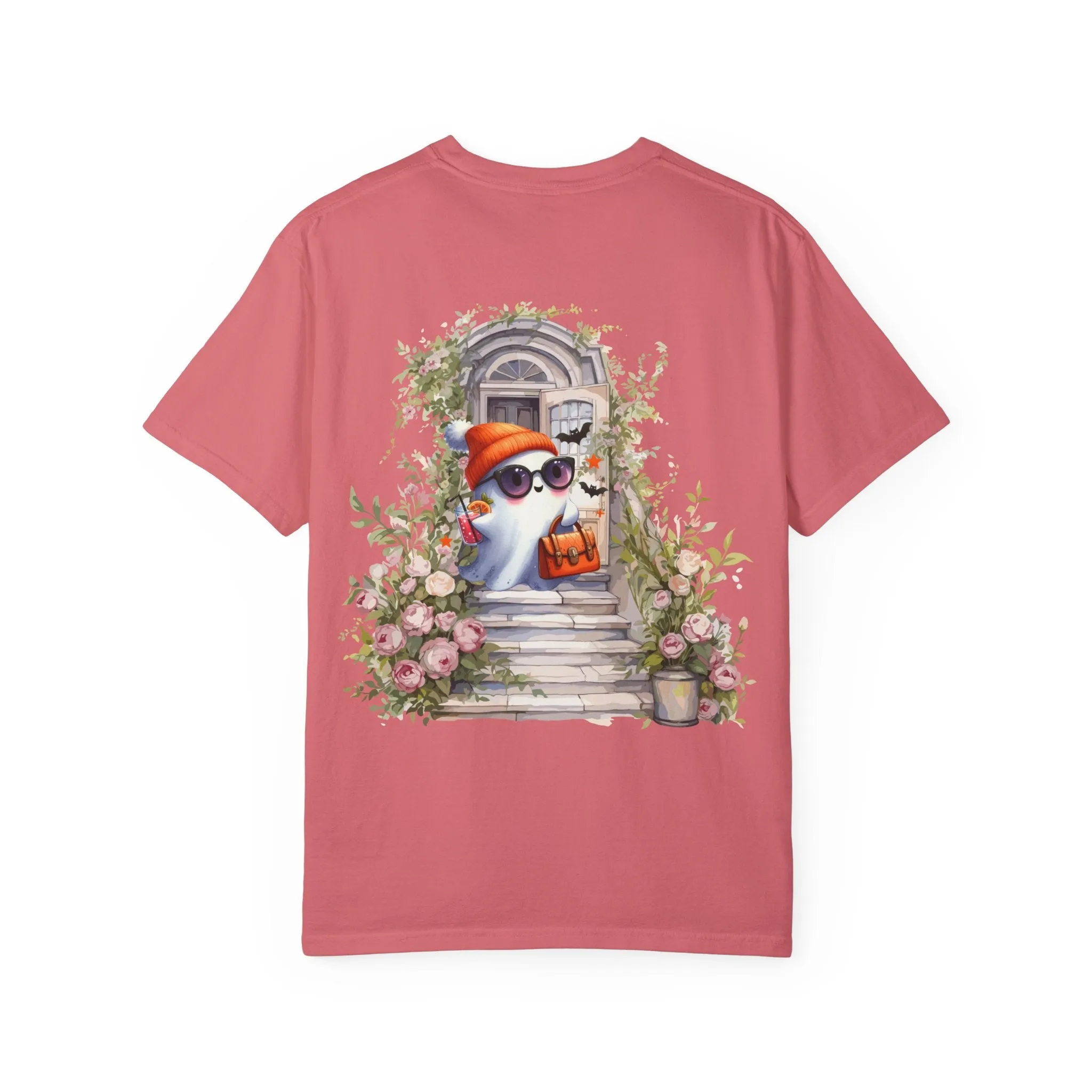 T-shirt Unisex con Imagen de Fantasma Bajando las Escaleras a Buscar dulces en Halloween/T-shirt Halloween/T-shirt Fantasma
