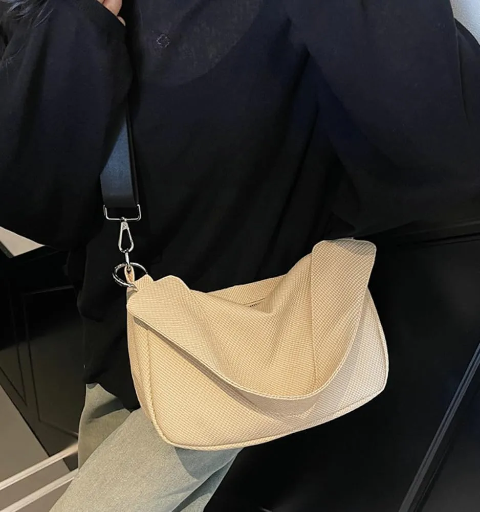 Texture Solid Polyester Shoulder Bag Large Capacity Practical Handbag for Women Tourist Commuter Sling Bags 2025