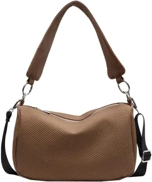 Texture Solid Polyester Shoulder Bag Large Capacity Practical Handbag for Women Tourist Commuter Sling Bags 2025