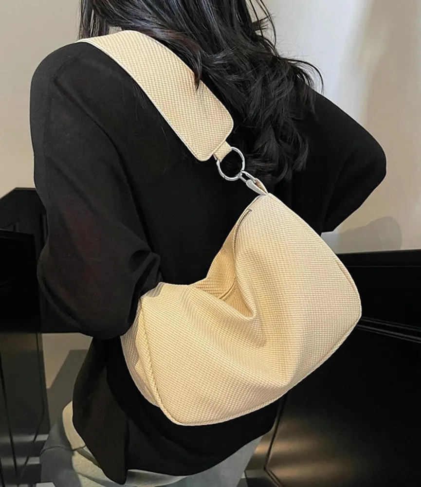 Texture Solid Polyester Shoulder Bag Large Capacity Practical Handbag for Women Tourist Commuter Sling Bags 2025