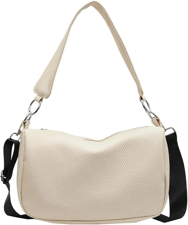 Texture Solid Polyester Shoulder Bag Large Capacity Practical Handbag for Women Tourist Commuter Sling Bags 2025