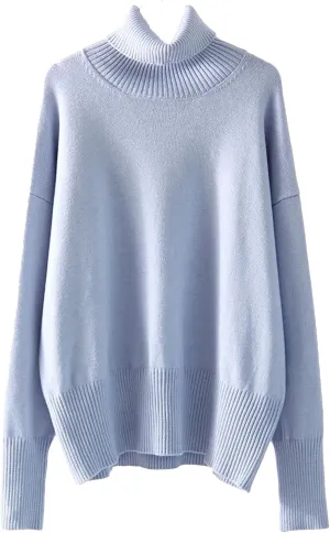 Women Turtleneck Casual Sweaters Oversize Knit Jumpers Winter Warm Thick Sweater