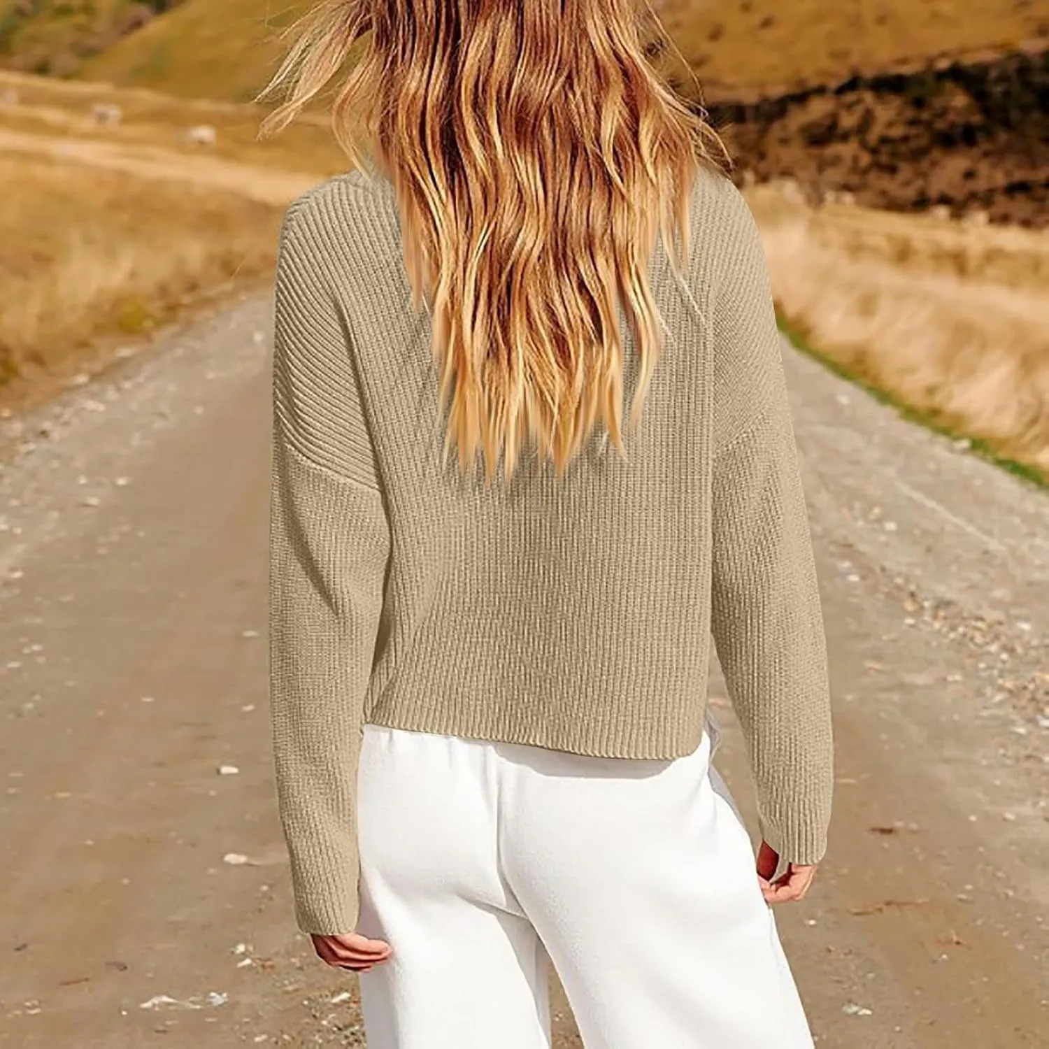 Womens Sweaters Trendy Hollow Out Long Sleeve Pullover Tops Casual Loose Crewneck Knit Solid Jumper Tops Plus Size