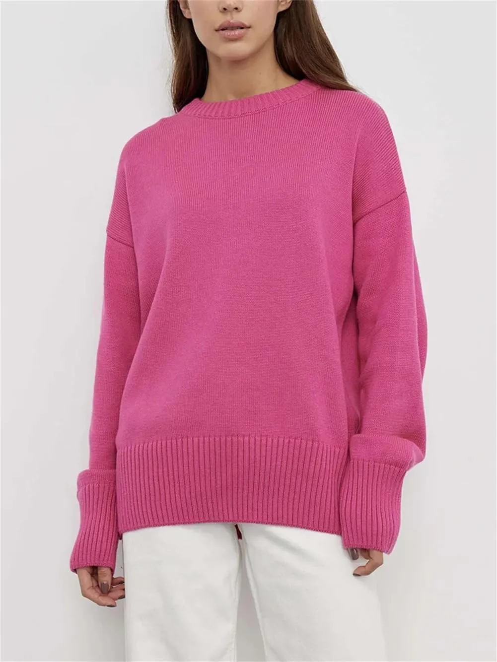 Women's Turtleneck Knitted Sweaters Oversize Winter Soft Thick Crewneck Pullover Knit Top