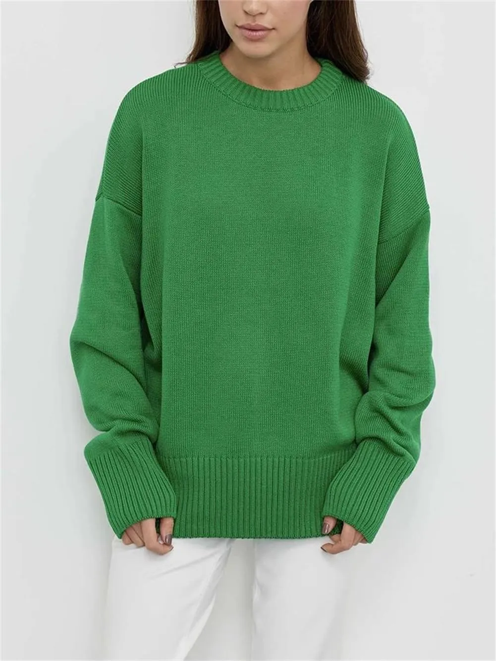 Women's Turtleneck Knitted Sweaters Oversize Winter Soft Thick Crewneck Pullover Knit Top