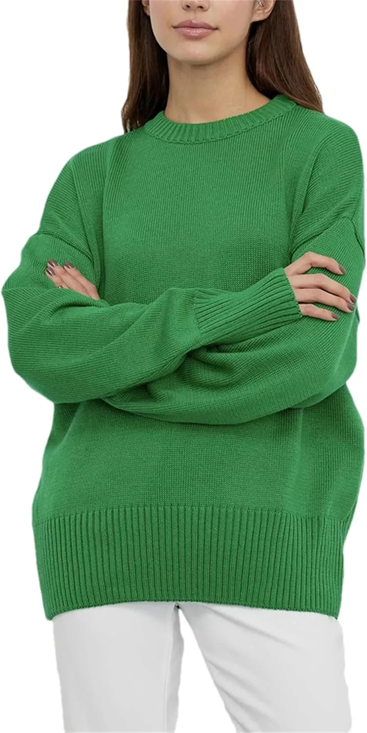 Women's Turtleneck Knitted Sweaters Oversize Winter Soft Thick Crewneck Pullover Knit Top