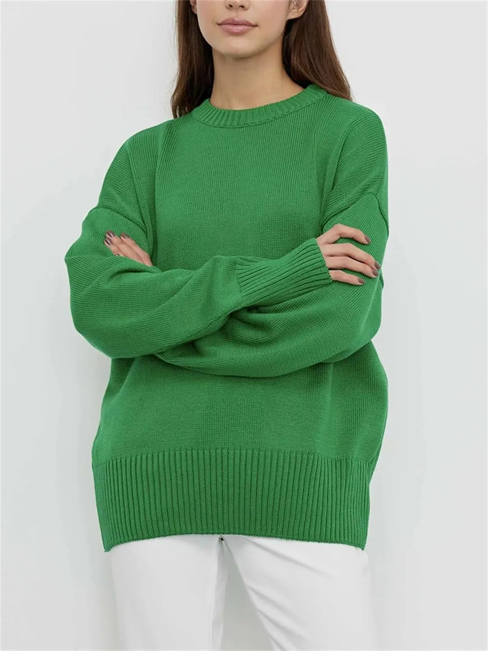 Women's Turtleneck Knitted Sweaters Oversize Winter Soft Thick Crewneck Pullover Knit Top