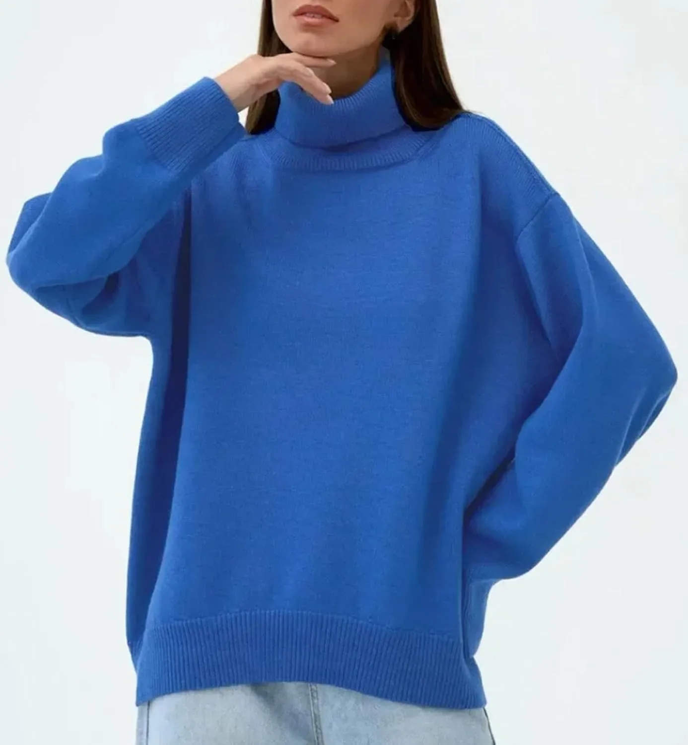 Women's Turtleneck Sweater Winter Thick Warm Pullover Oversized Casual Loose Knit Pullover