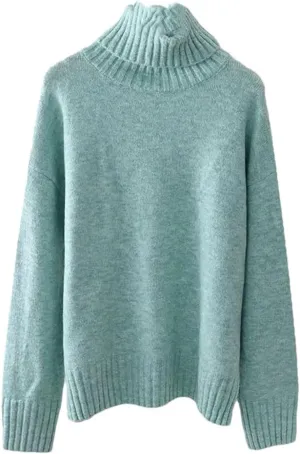 Women's Winter Casual Oversize Thick Sweater Autumn Women Loose Turtleneck Jumper