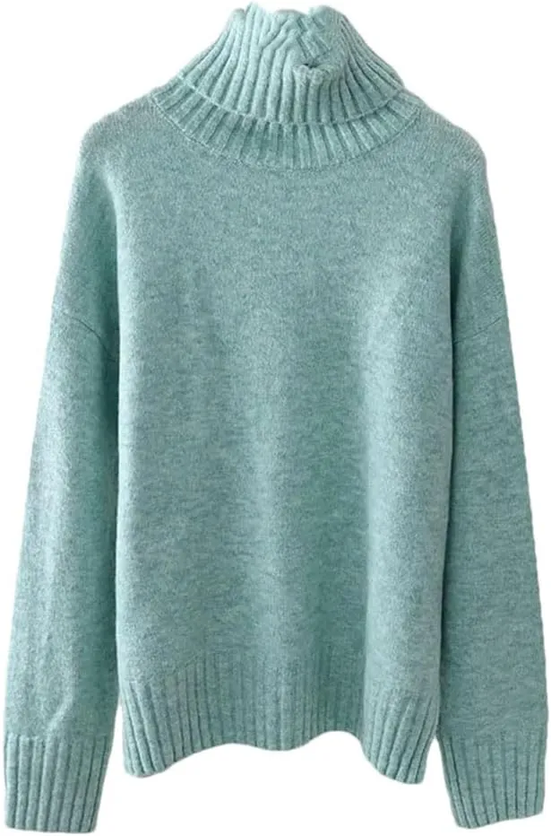 Women's Winter Casual Oversize Thick Sweater Autumn Women Loose Turtleneck Jumper
