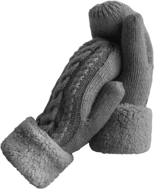 Women's Winter Gloves Warm Lining - Cozy Wool Knit Thick Gloves Mittens