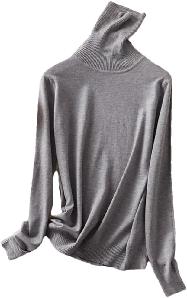 Women's Winter Top Solid Pullover Thick Knitted Turtleneck Oversize Women Sweater