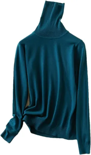 Women's Winter Top Solid Pullover Thick Knitted Turtleneck Oversize Women Sweater